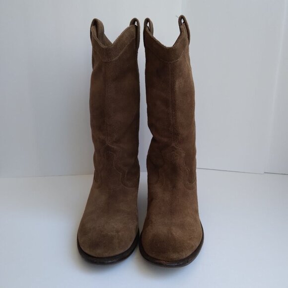 Jessica Simpson Brown Suede Western Midcalf Boots Super Cute!! Sz 7.5 - Picture 2 of 13